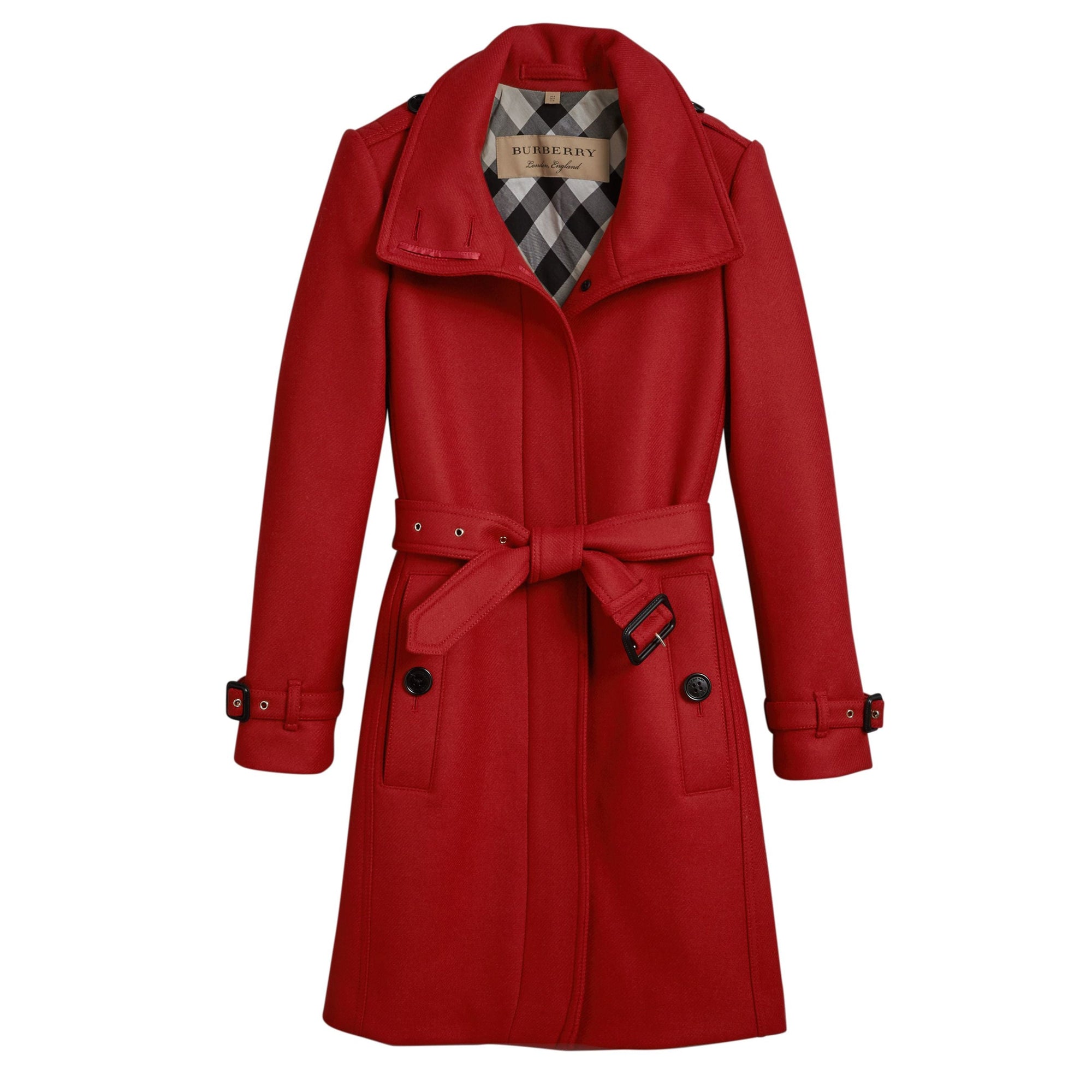Manteau en laine technique et cachemire avec col entonnoir - Damson Red