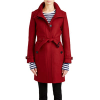 Manteau en laine technique et cachemire avec col entonnoir - Damson Red