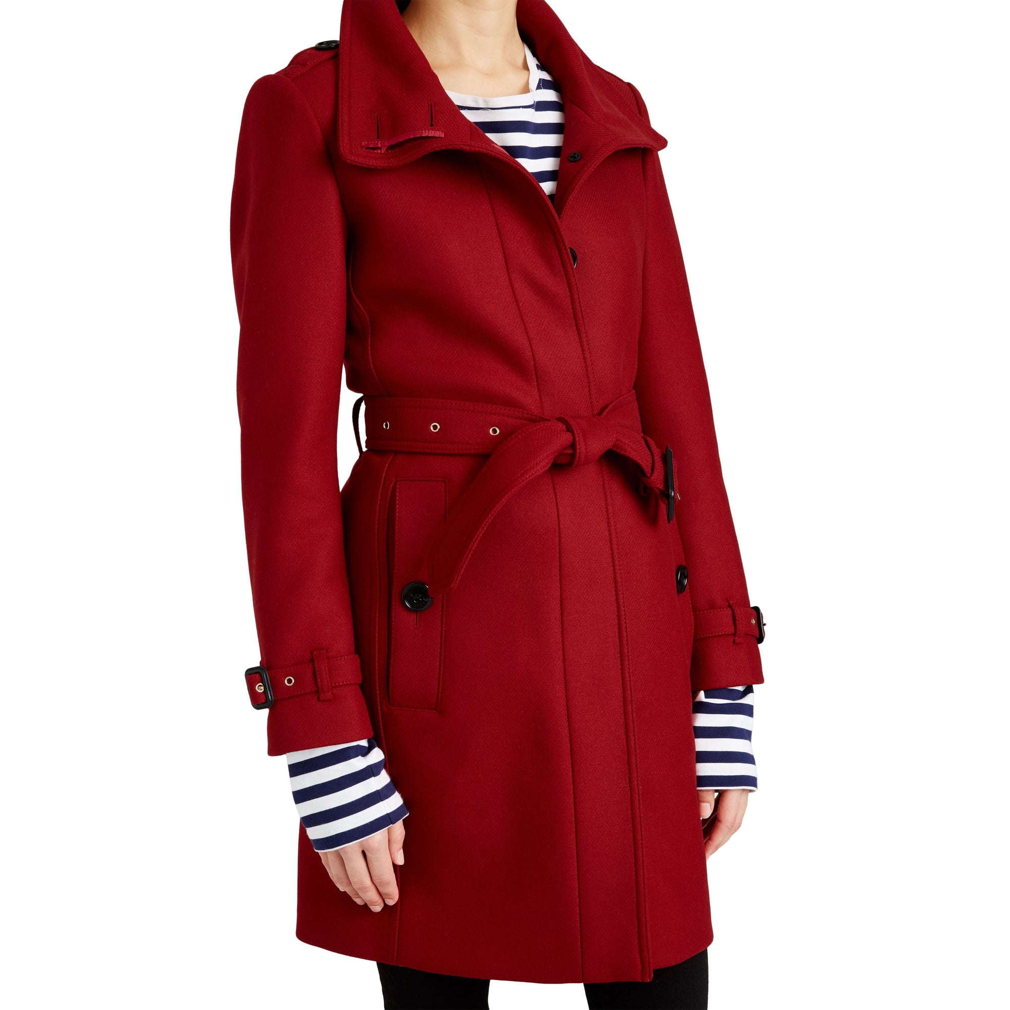 Manteau en laine technique et cachemire avec col entonnoir - Damson Red