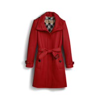 Manteau en laine technique et cachemire avec col entonnoir - Damson Red