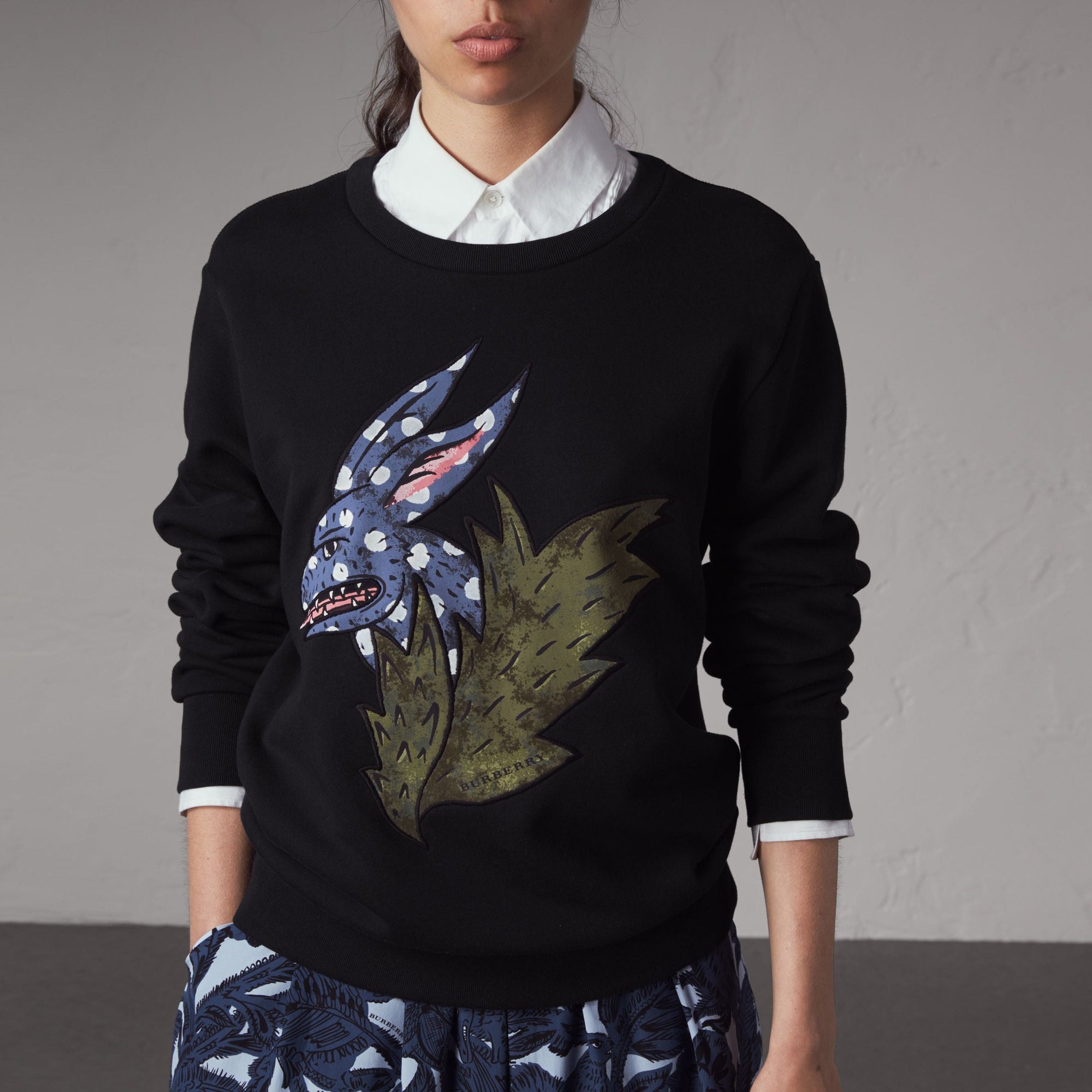 Sweat-shirt en coton avec motif Bestiaire - Black