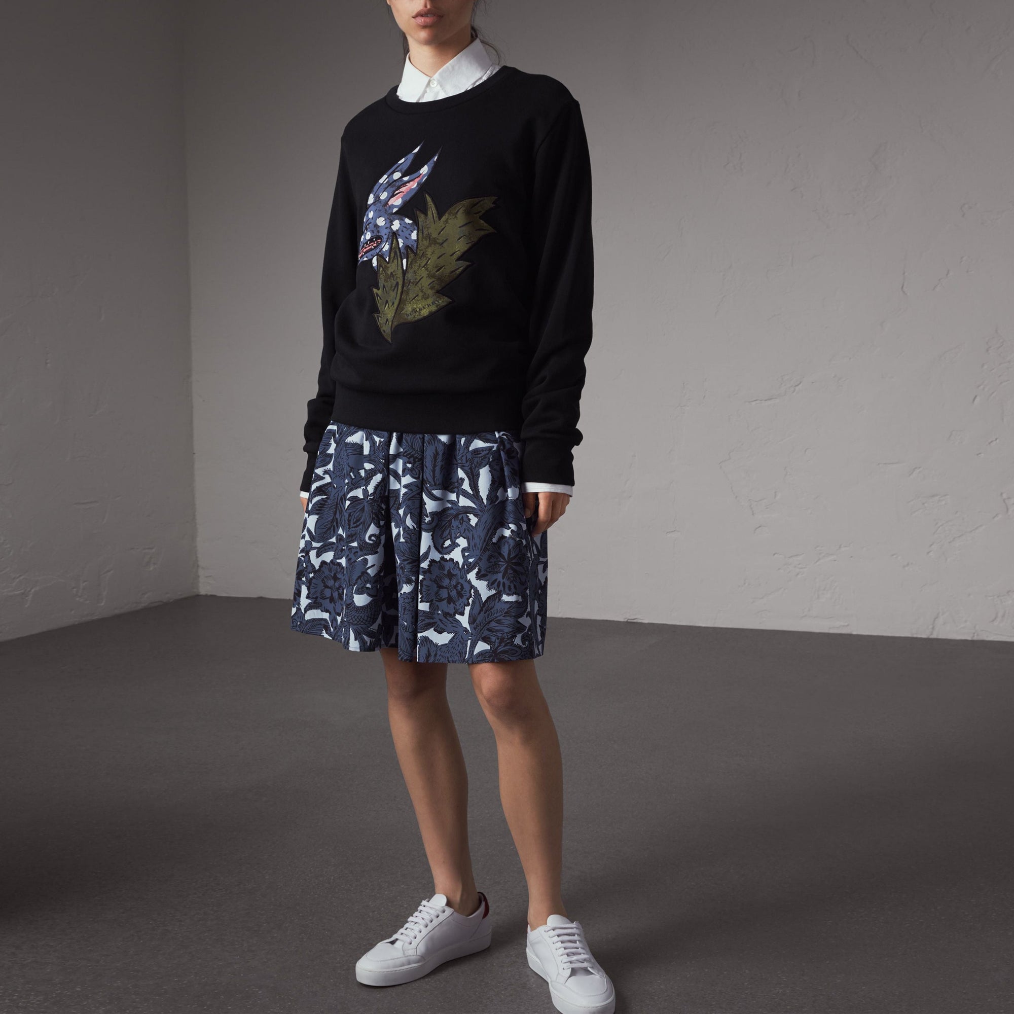 Sweat-shirt en coton avec motif Bestiaire - Black