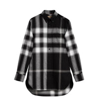 Chemise en flanelle de coton à motif check et ombré - Black
