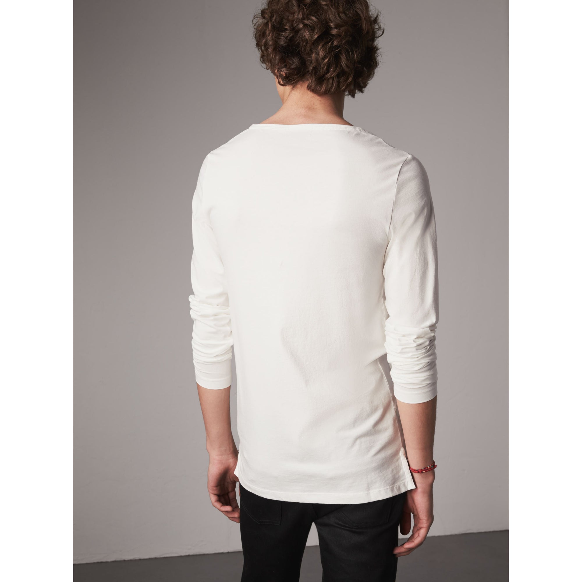 Haut à manches longues en coton brodé - Off White