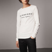 Haut à manches longues en coton brodé - Off White