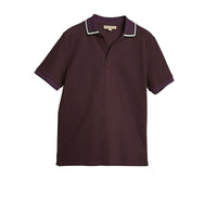 Polo en piqué de coton avec col rayé - Black