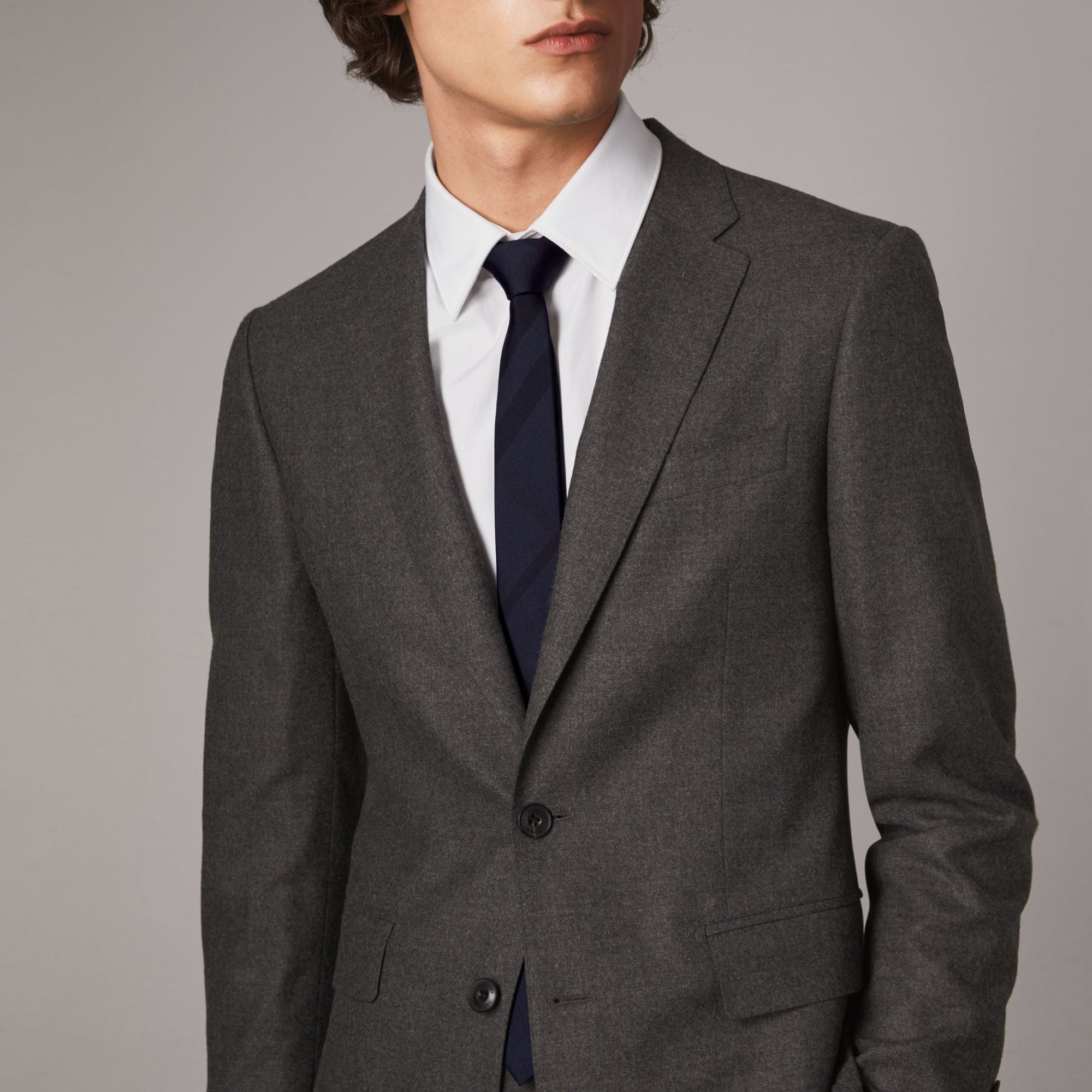 Cravate fine en soie à motif check - Navy