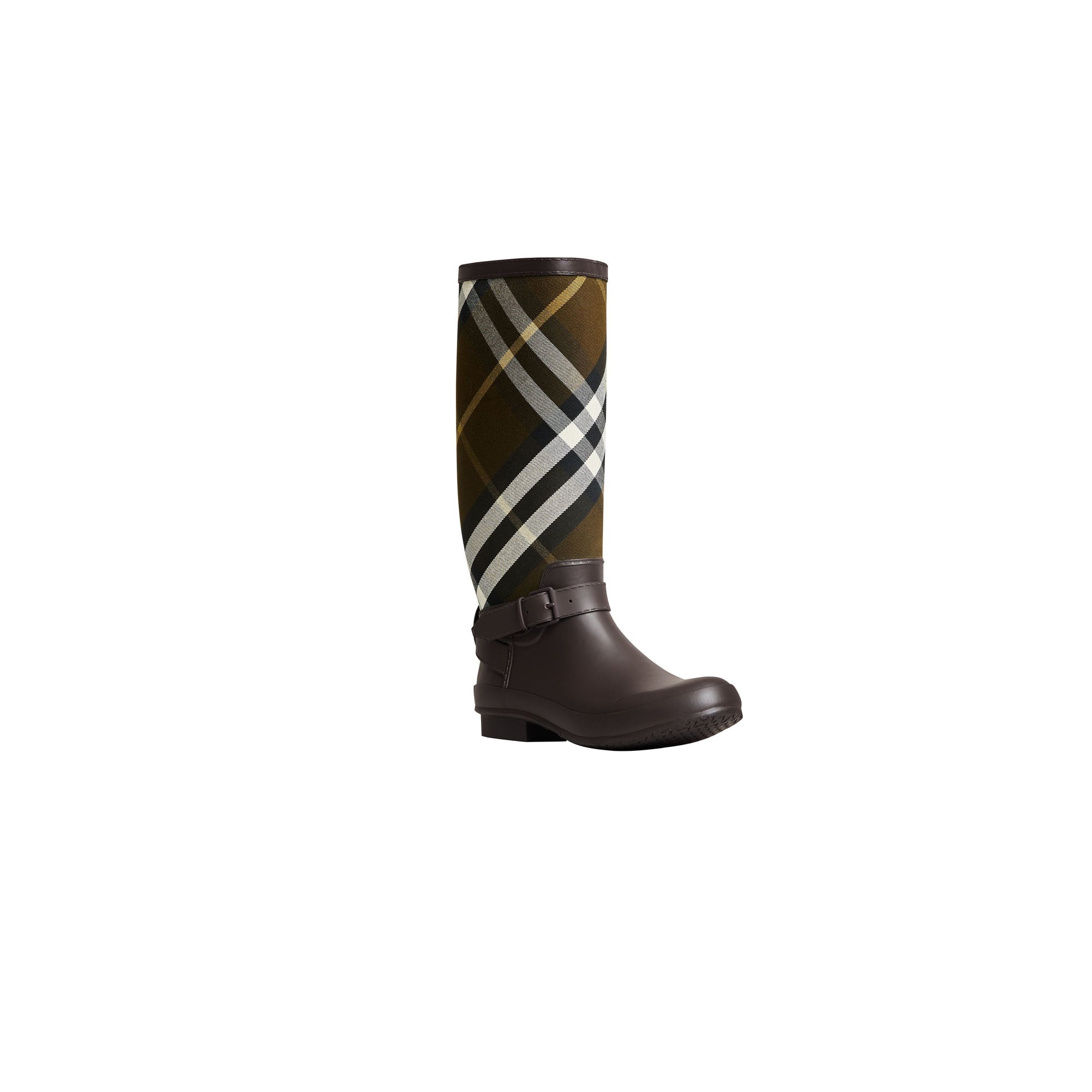 Bottines de pluie en caoutchouc & tissu avec élément ceinturé - Bitter Chocolate