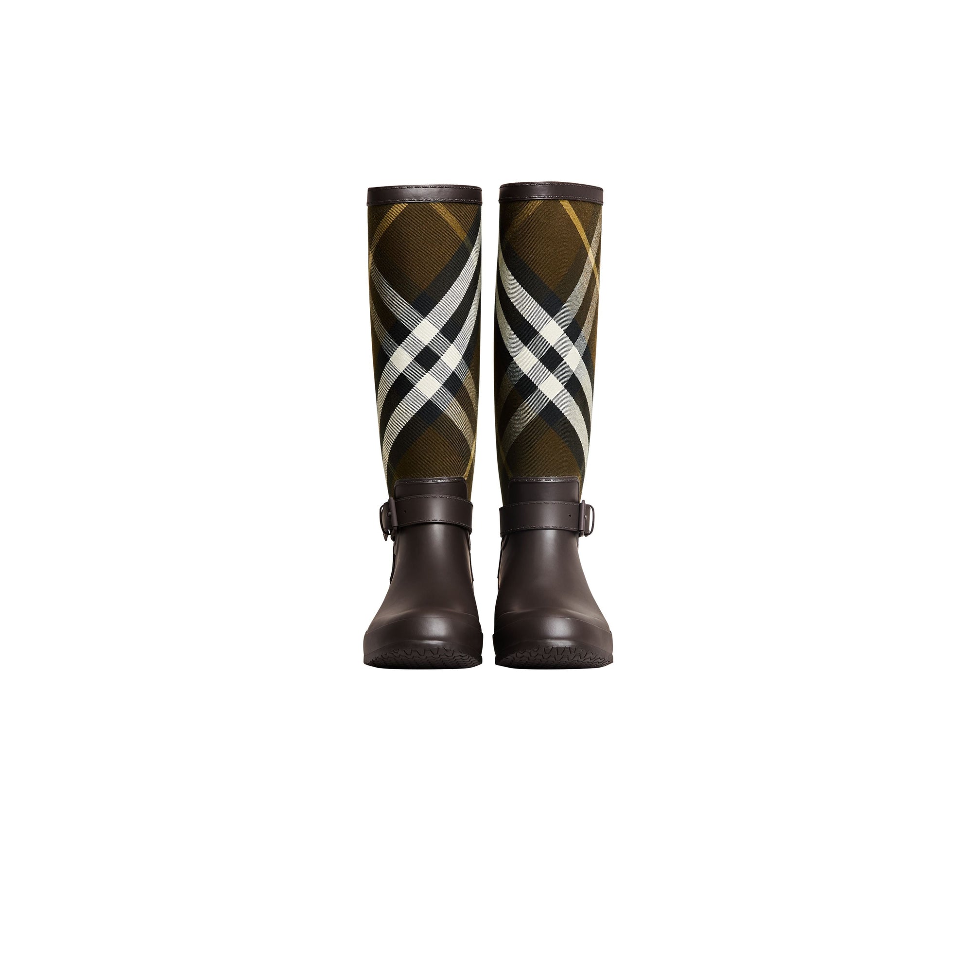Bottines de pluie en caoutchouc & tissu avec élément ceinturé - Bitter Chocolate