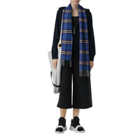 Écharpe en cachemire à motif check - Bright Navy