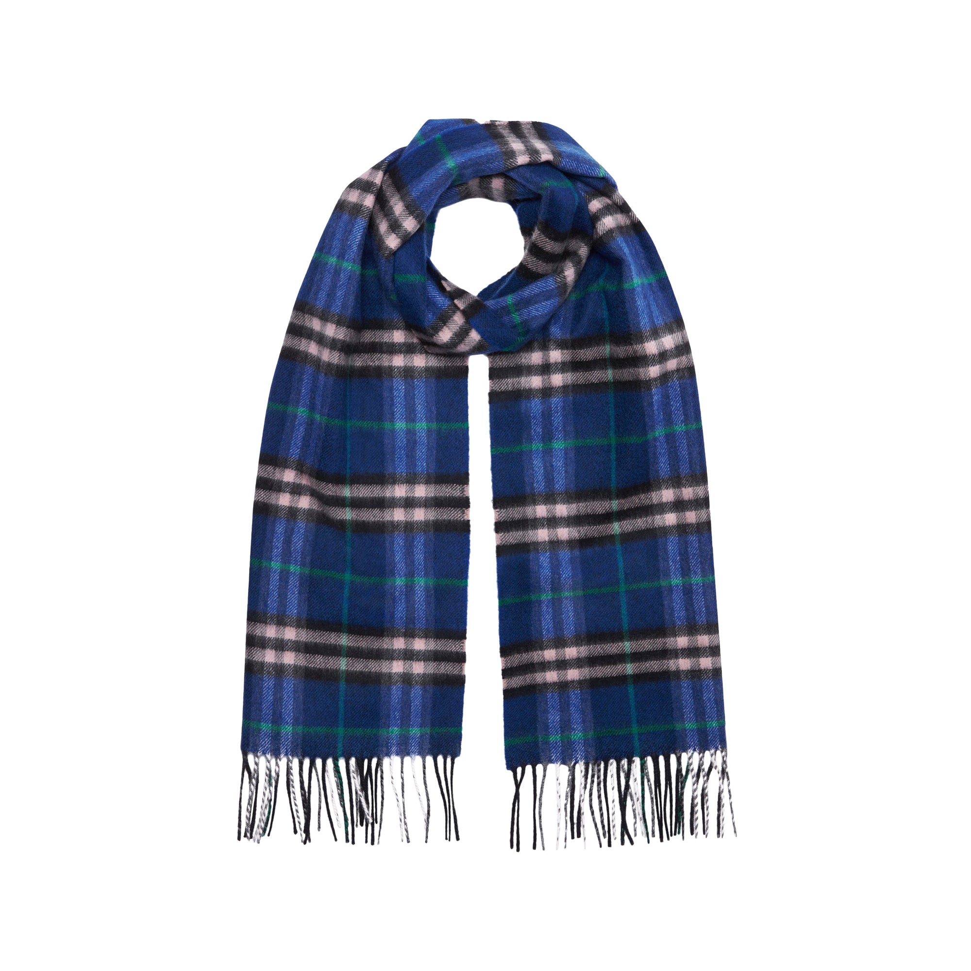 Écharpe en cachemire à motif check - Bright Navy