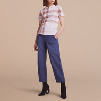 Polo en piqué de coton extensible à motif check - Antique Rose