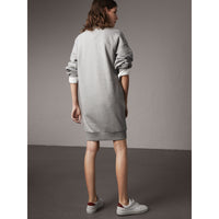 Robe sweat-shirt en jersey de coton avec motif brodé - Pale Grey Melange