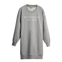 Robe sweat-shirt en jersey de coton avec motif brodé - Pale Grey Melange