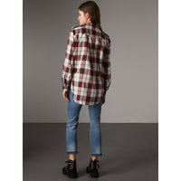 Chemise de style militaire en flanelle de coton à motif check - Crimson Red