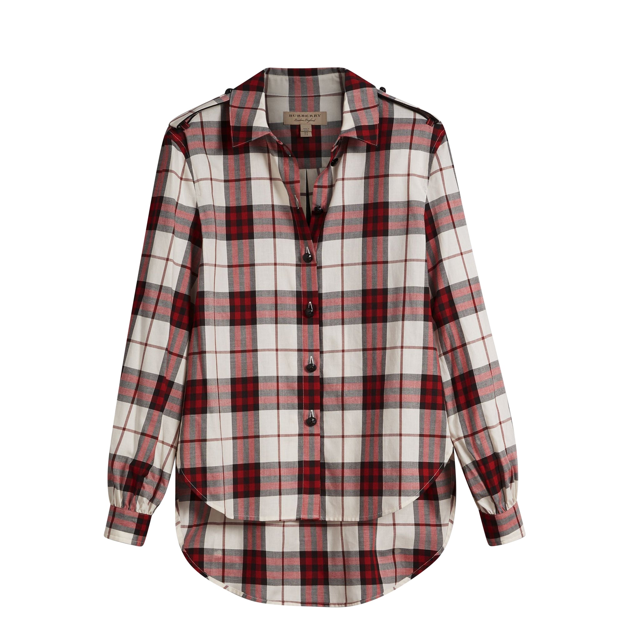 Chemise de style militaire en flanelle de coton à motif check - Crimson Red