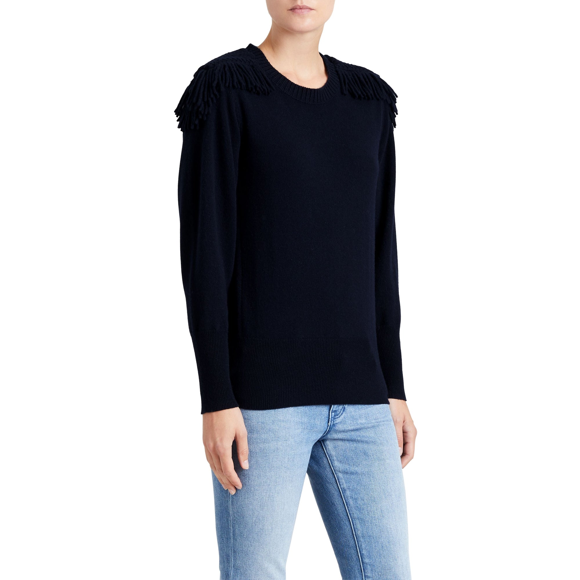 Pull en laine et cachemire avec galons militaires - Navy