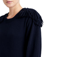Pull en laine et cachemire avec galons militaires - Navy