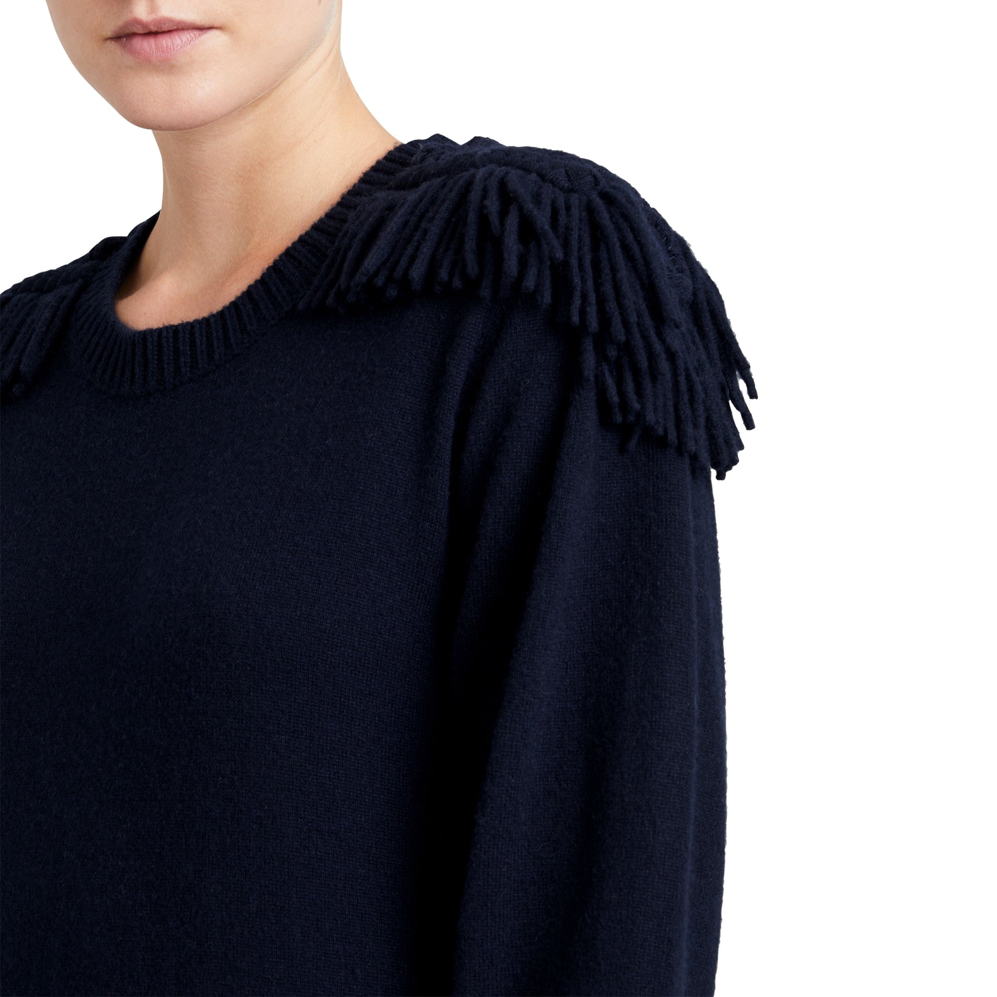 Pull en laine et cachemire avec galons militaires - Navy
