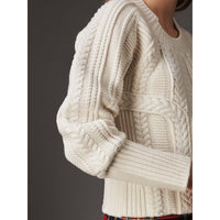 Pull en maille de laine et cachemire torsadée - Natural White
