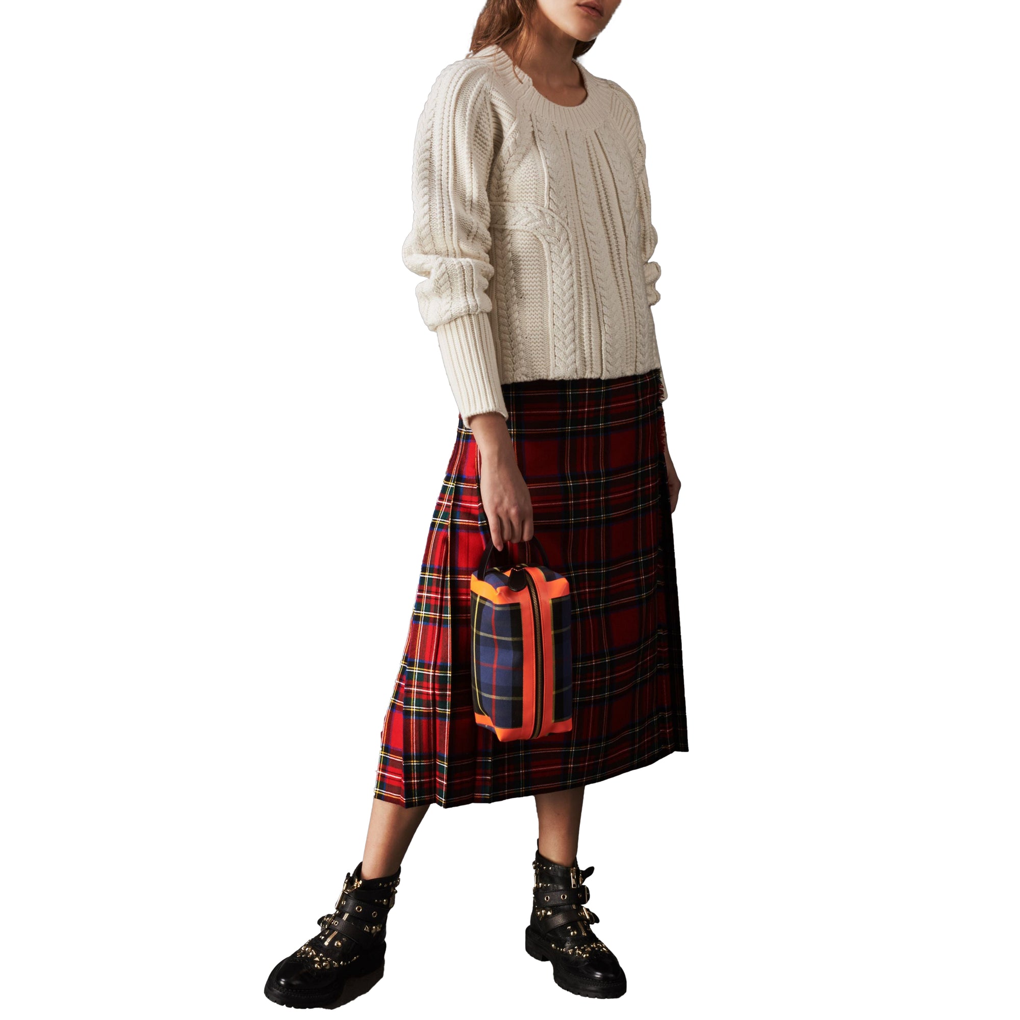 Pull en maille de laine et cachemire torsadée - Natural White