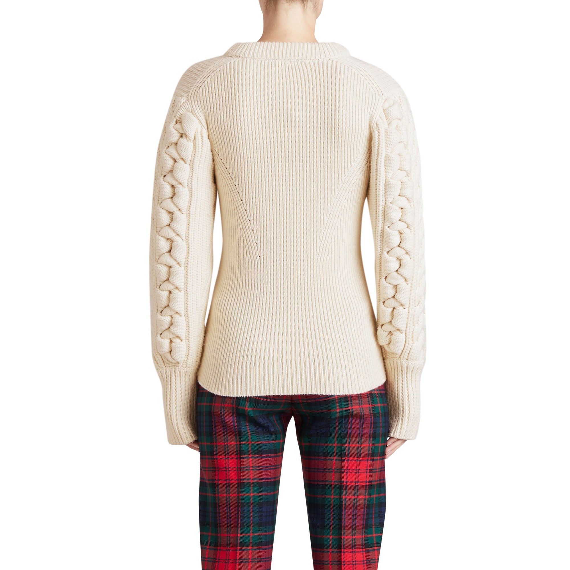 Pull en maille de laine et cachemire torsadée - Natural White