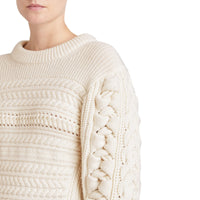 Pull en maille de laine et cachemire torsadée - Natural White