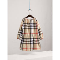 Robe en flanelle de coton à motif check et fronces - New Classic