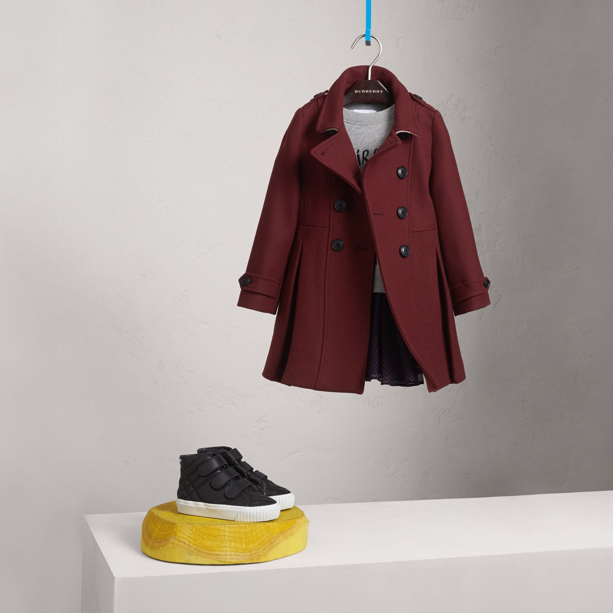 Manteau à double boutonnage en laine et cachemire techniques - Garnet