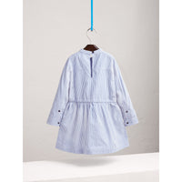 Robe chemise en coton et lin avec appliqué icônes londoniennes - Pale Blue & White