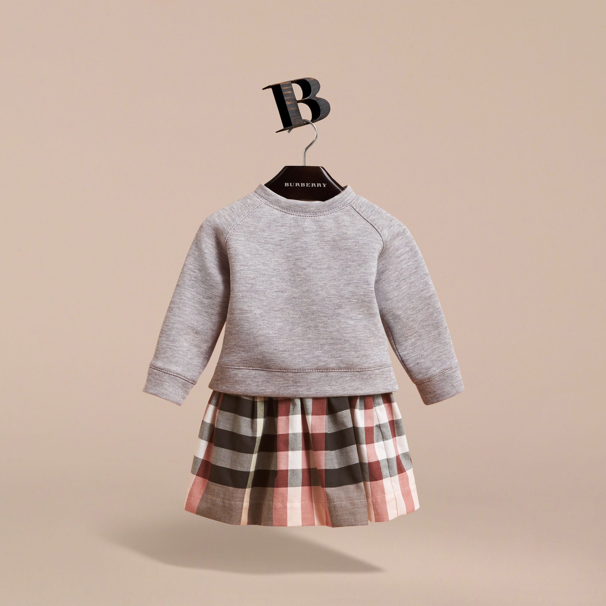 Robe pull à motif check contrastant - Dusty Pink