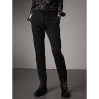 Pantalon en laine avec ruban à la taille - Black