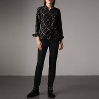 Pantalon en laine avec ruban à la taille - Black