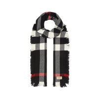 Écharpe en laine à motif check et à franges - Black