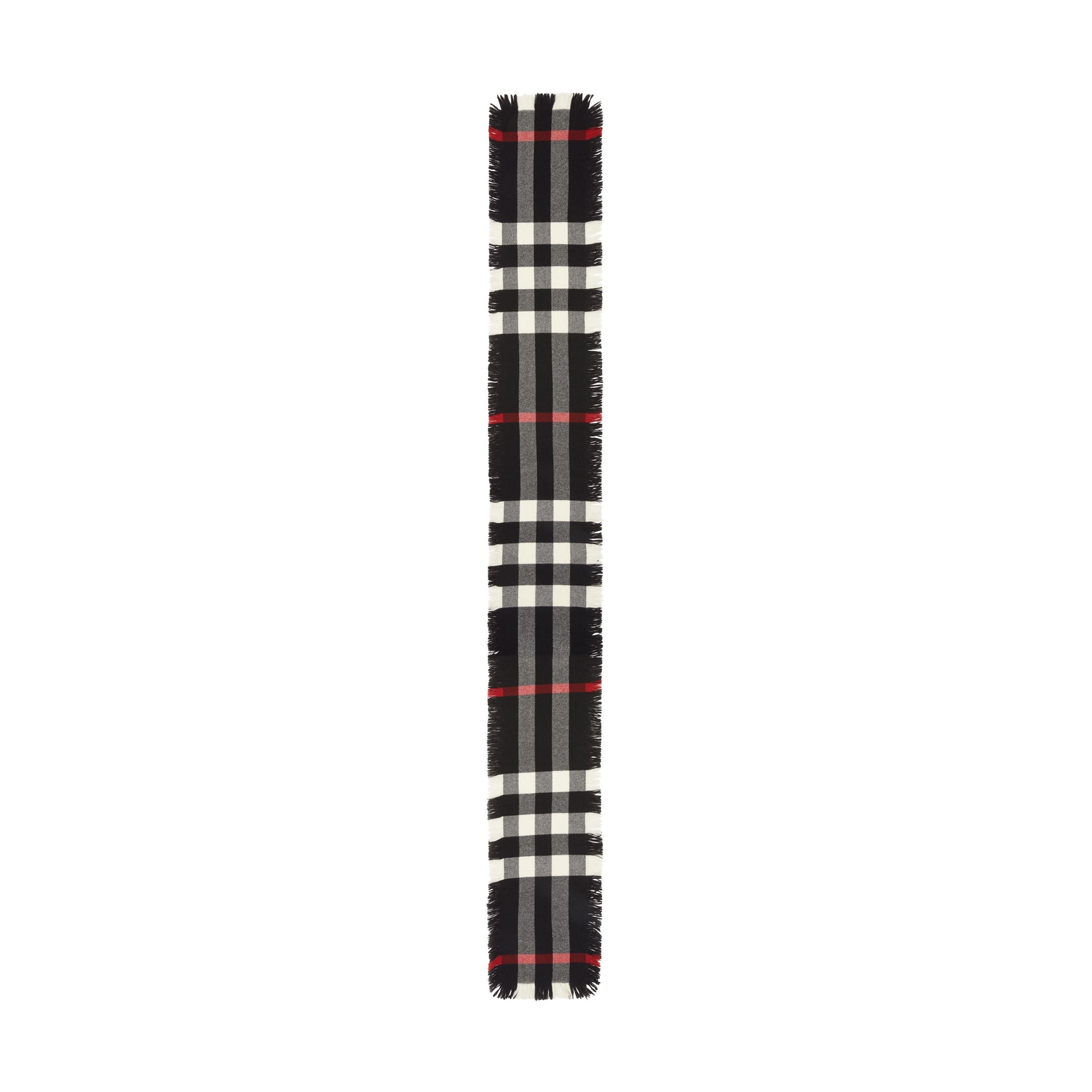 Écharpe en laine à motif check et à franges - Black