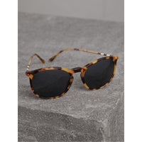 Lunettes de soleil à monture ronde avec motif check - Dark Brown