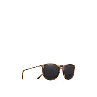 Lunettes de soleil à monture ronde avec motif check - Dark Brown