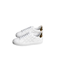 Sneakers en cuir à motif check perforé - Optic White