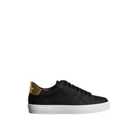 Sneakers en cuir à motif check perforé - Black