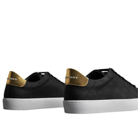 Sneakers en cuir à motif check perforé - Black