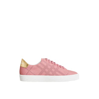 Sneakers en cuir à motif check perforé - Rose Pink