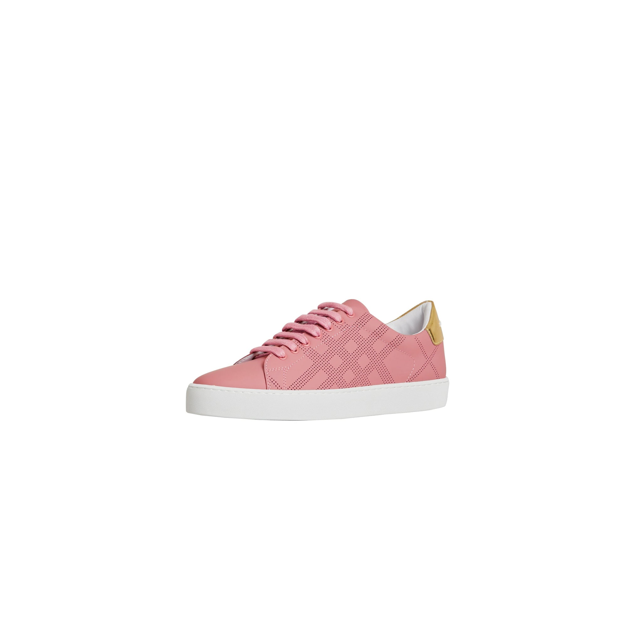 Sneakers en cuir à motif check perforé - Rose Pink