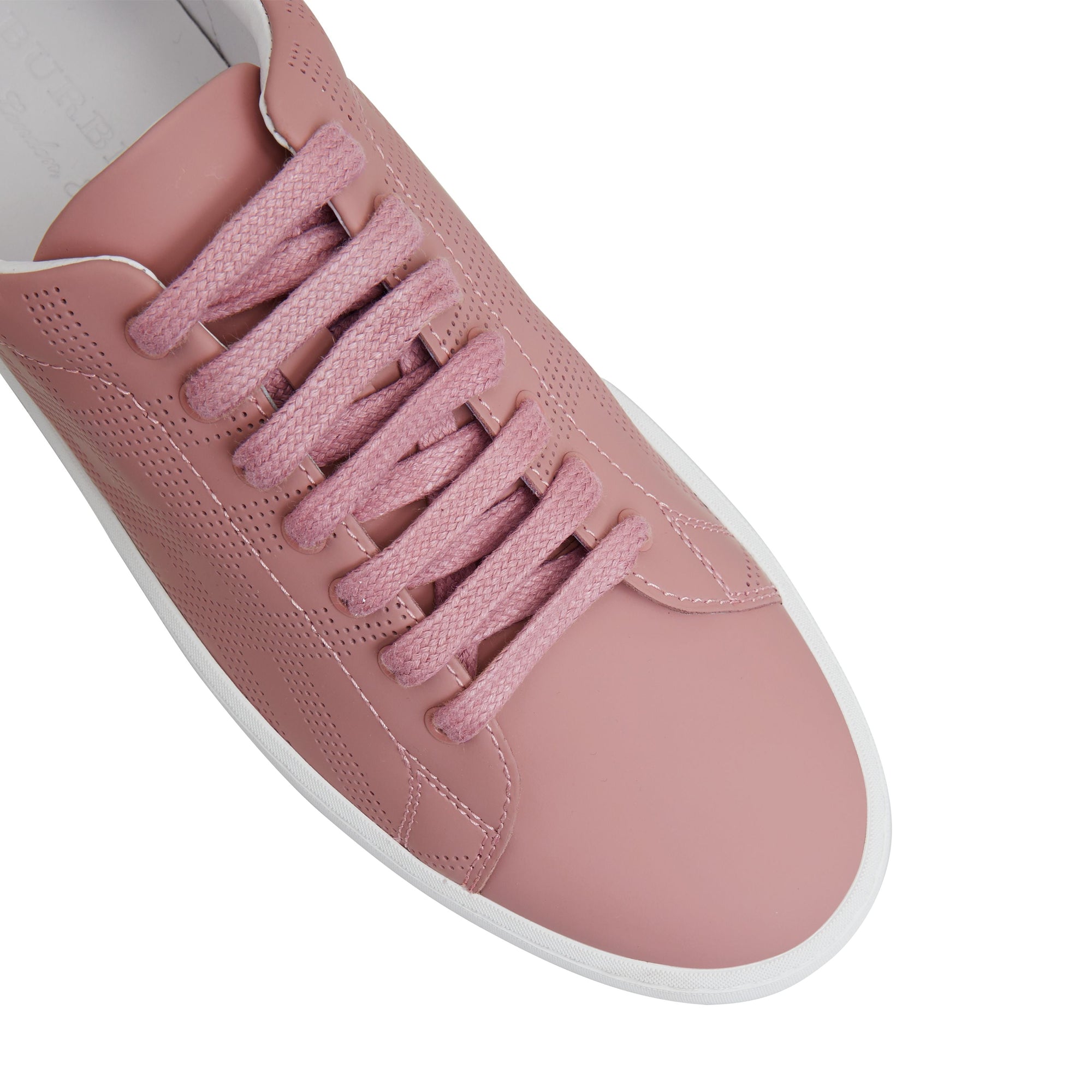 Sneakers en cuir à motif check perforé - Rose Pink