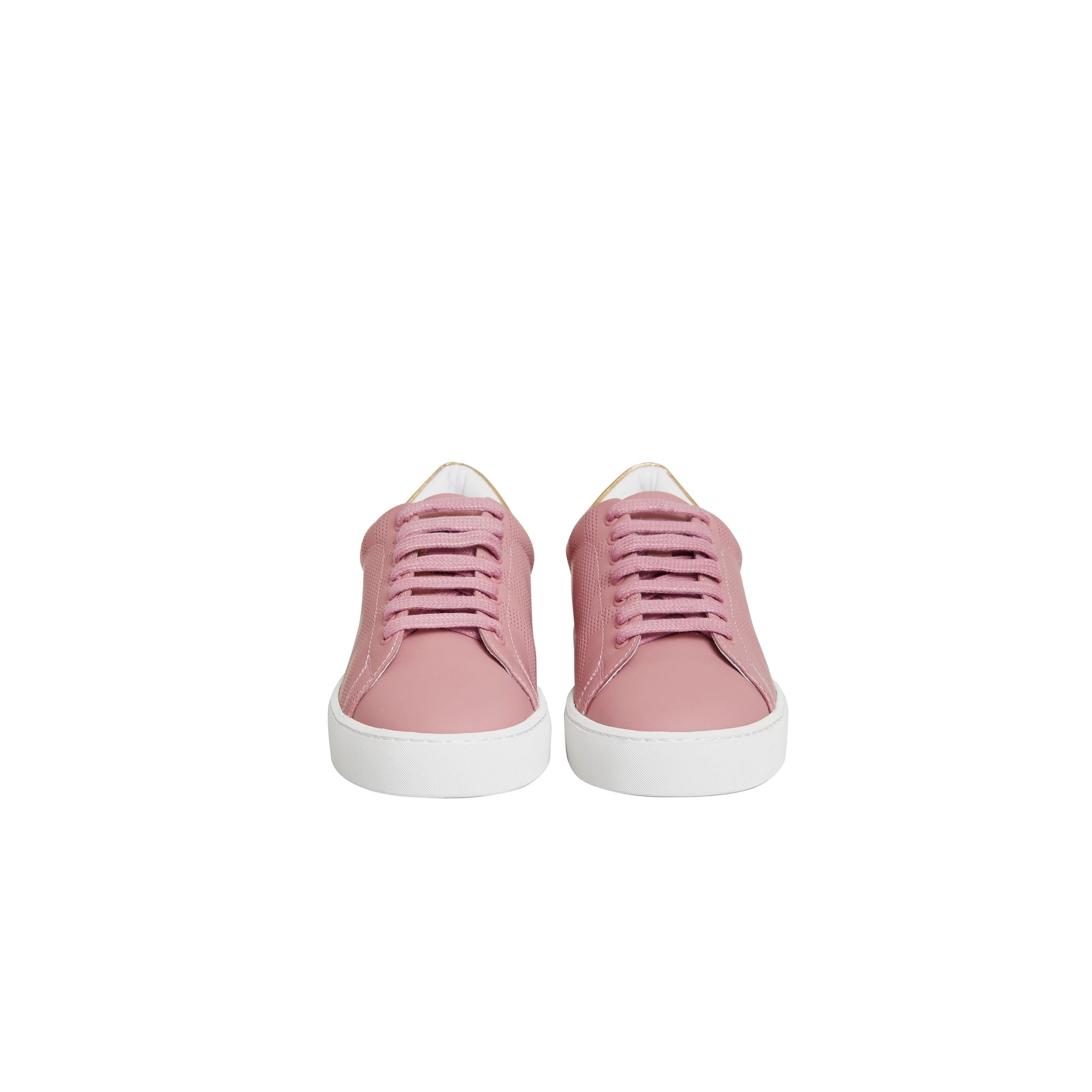 Sneakers en cuir à motif check perforé - Rose Pink