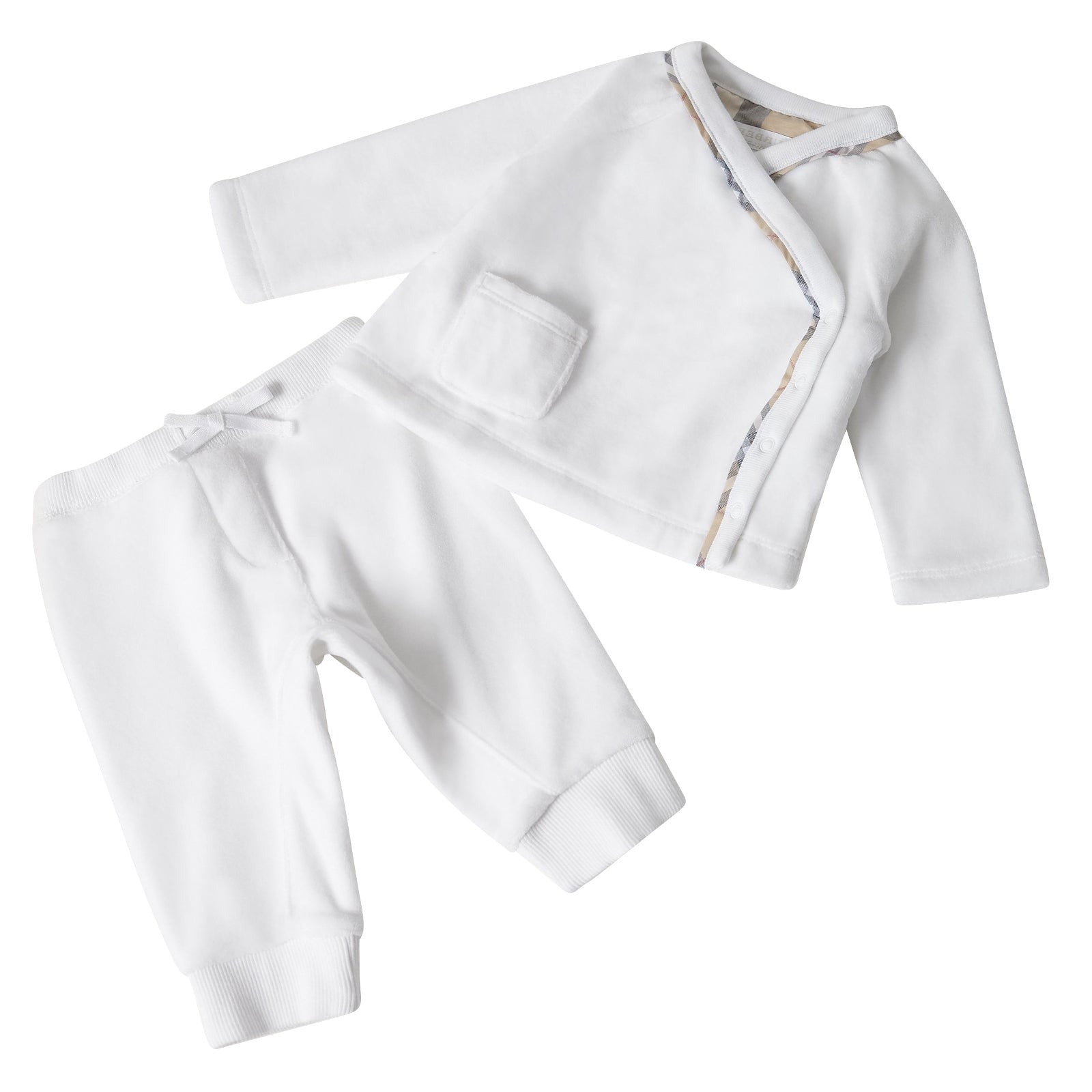Coffret cadeau bébé deux pièces en jersey extensible - White