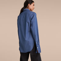 Chemise unisexe avec plastron nervuré & poignets mousquetaires - Denim Blue