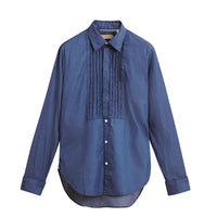 Chemise unisexe avec plastron nervuré & poignets mousquetaires - Denim Blue