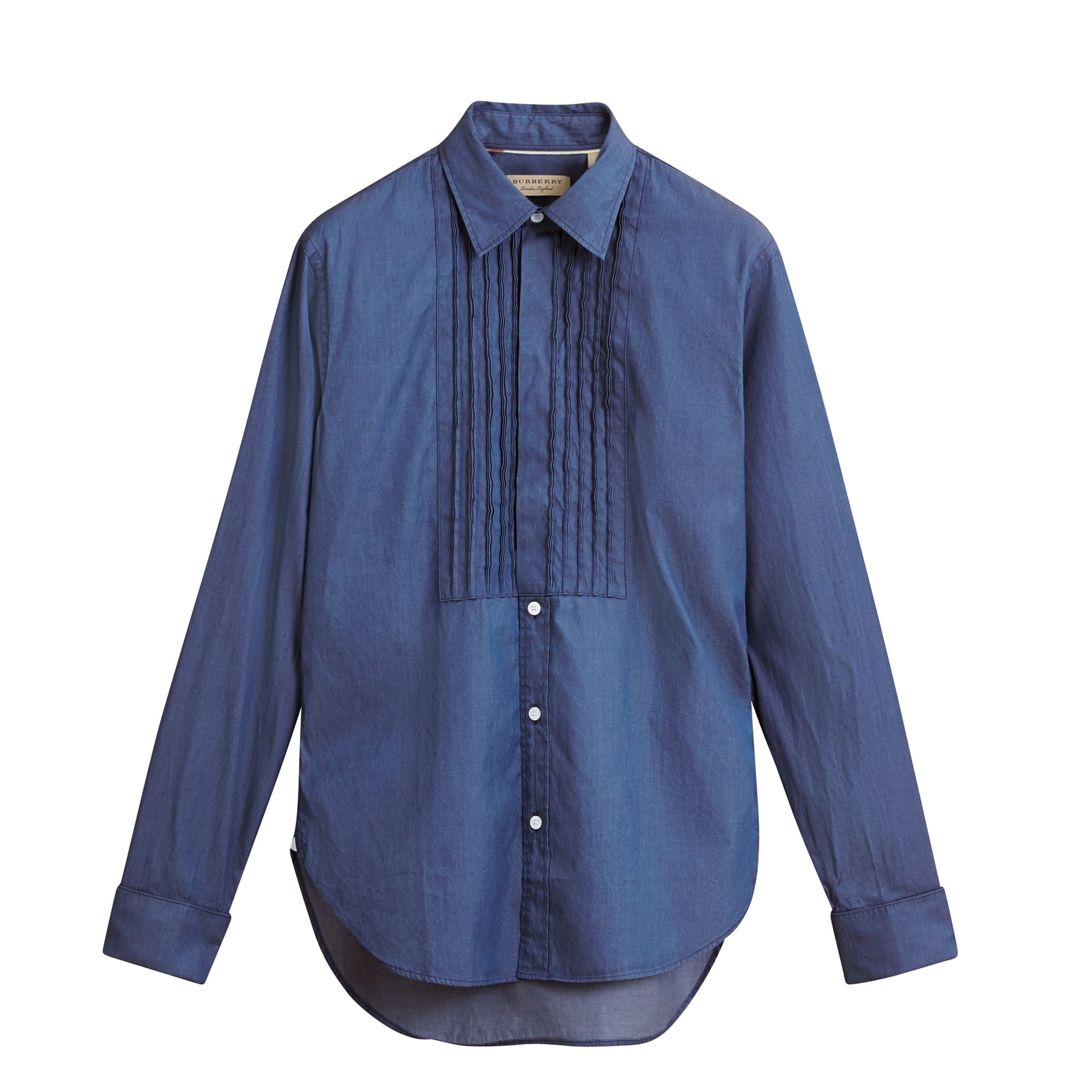 Chemise unisexe avec plastron nervuré & poignets mousquetaires - Denim Blue