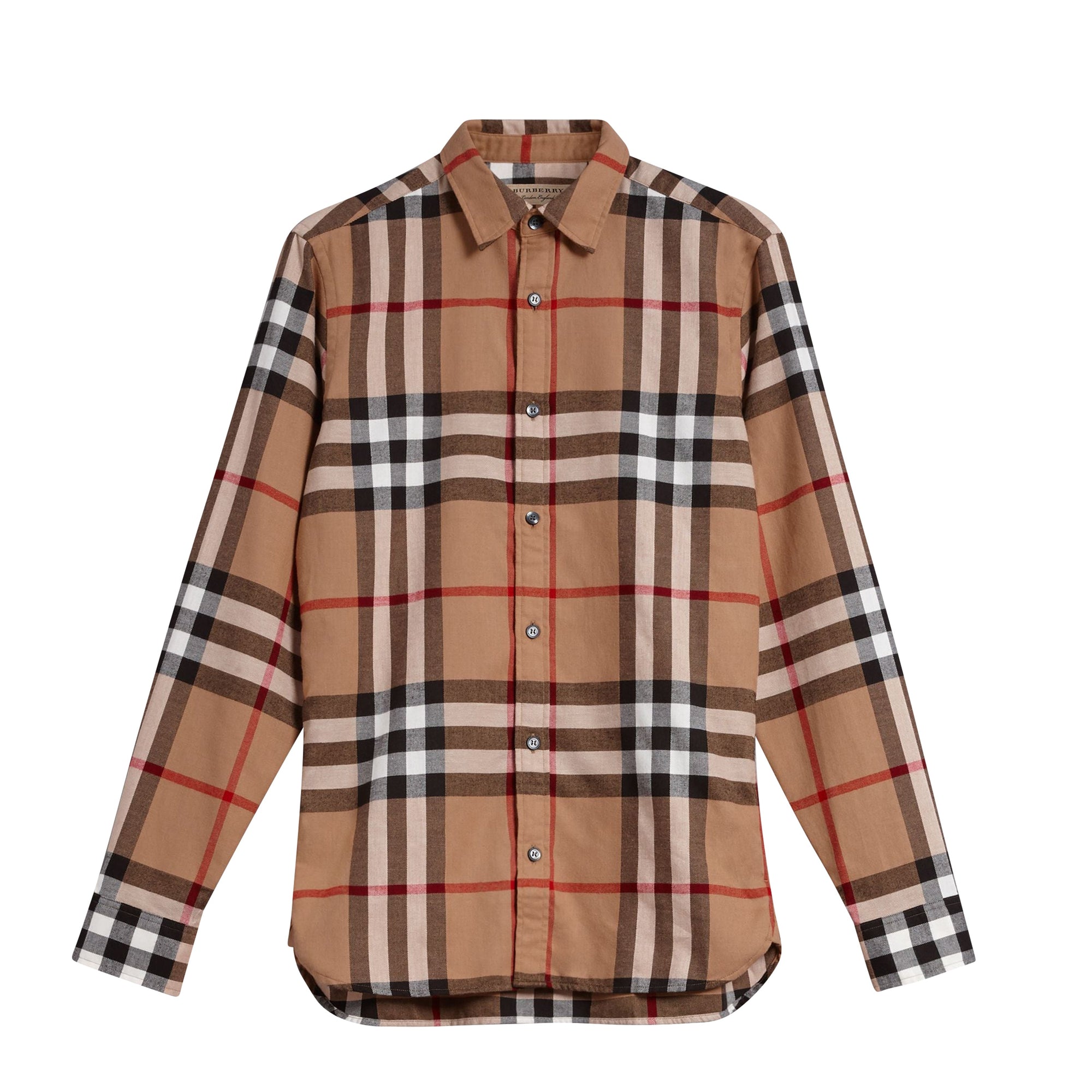 Chemise en flanelle de coton à motif check - Camel
