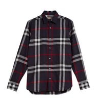 Chemise en flanelle de coton à motif check - Navy